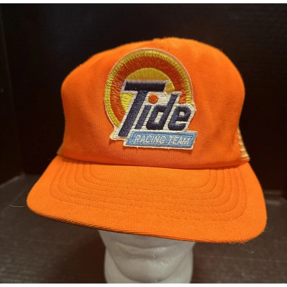 Tide Racing Team Hat Cap Men's Orange Snapback Mesh Trucker Vintage Nascar USA